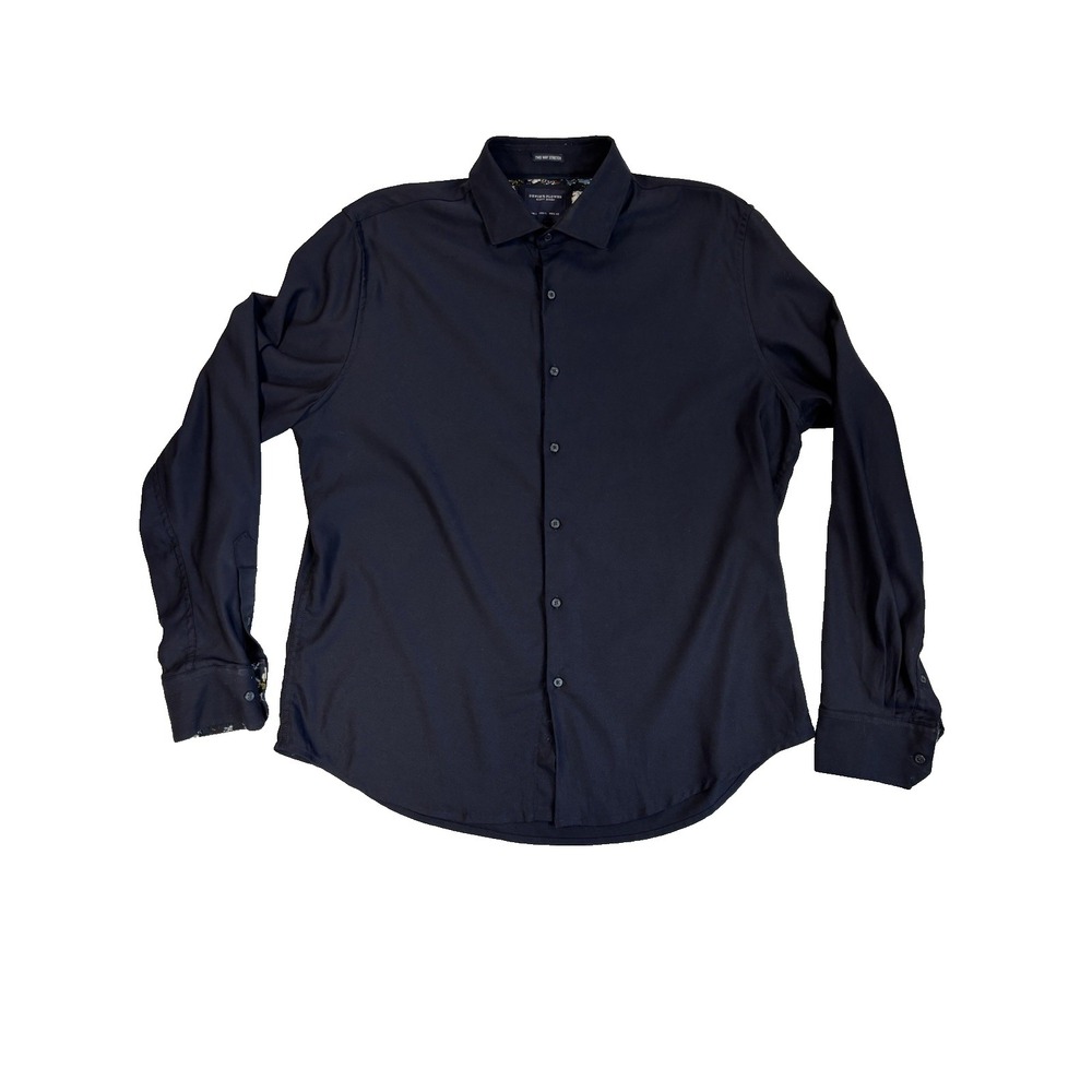 Denim & Flower Women's L Navy Blue Button‎ Down Shirt Preppy Old Money Career